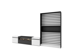 Muebles de Salón para TV SKRAUT HOME Para TV hasta 80", Chimenea eléctrica, Blanco y Negro (310x186x35 cm)