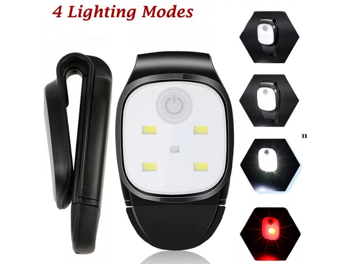 2026-linterna Clip Led Recargable Usb 4 Modos Luz Seguridad Caminar Correr Pescar Camping Nocturno
