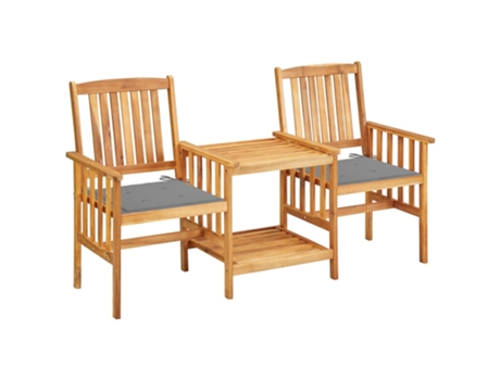 MAISON EXCLUSIVE Sillas y mesita de jardín con cojines madera maciza acacia