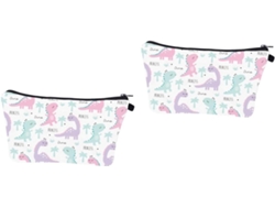 Set De Maquillaje De 2 Piezas Con Estampado De Dinosaurios Y Neceser Multicolor.