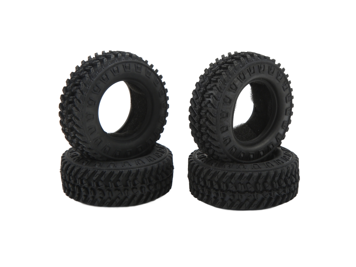 Neumáticos de goma Mali (4 unidades) para coches RC Crawler 1/24 Axial SCX24 FMS FCX24, color negro, para barro.