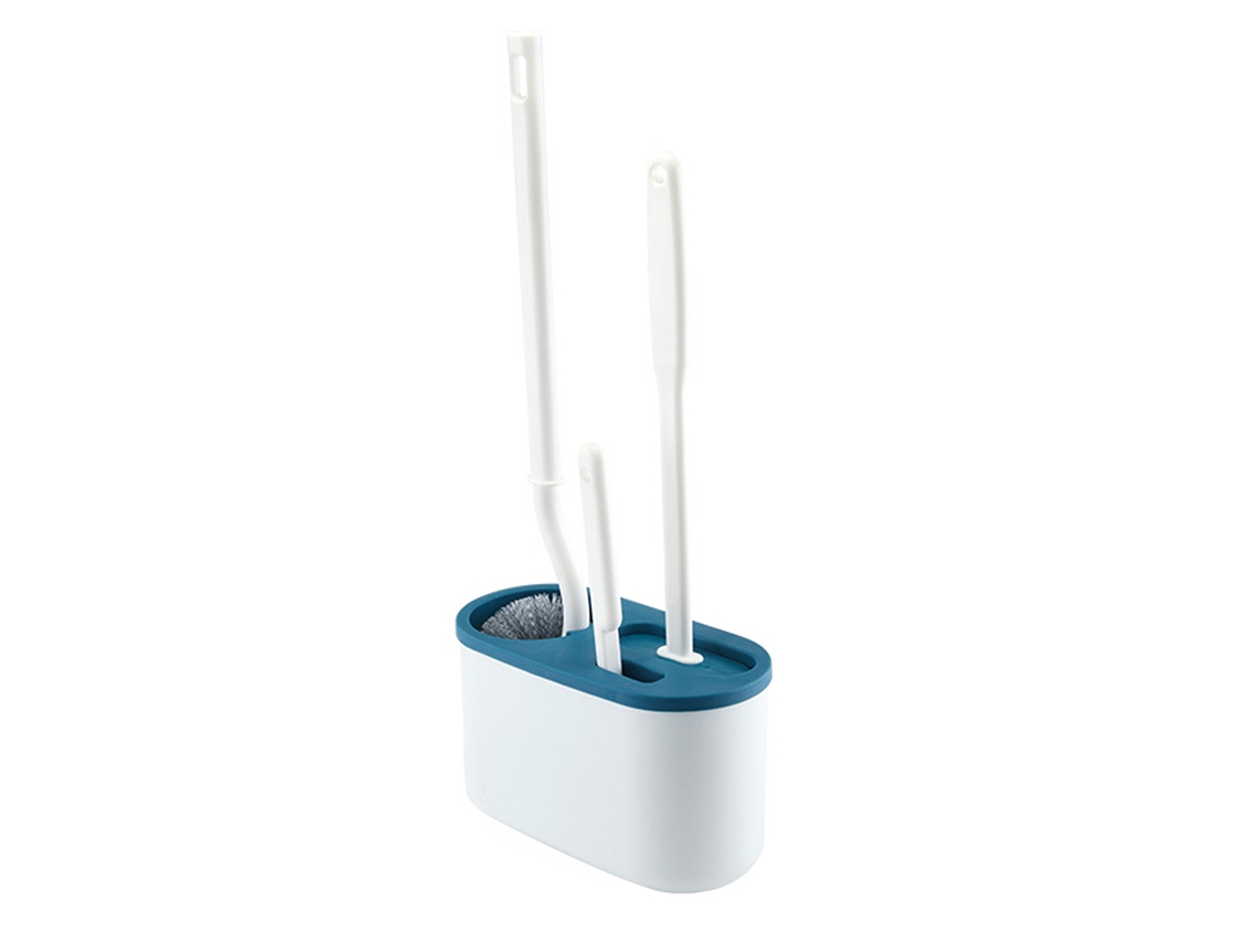 Juego De 4 Escobillas De Inodoro Con Soporte De Pared (sin Orificio) - Azul - Baño