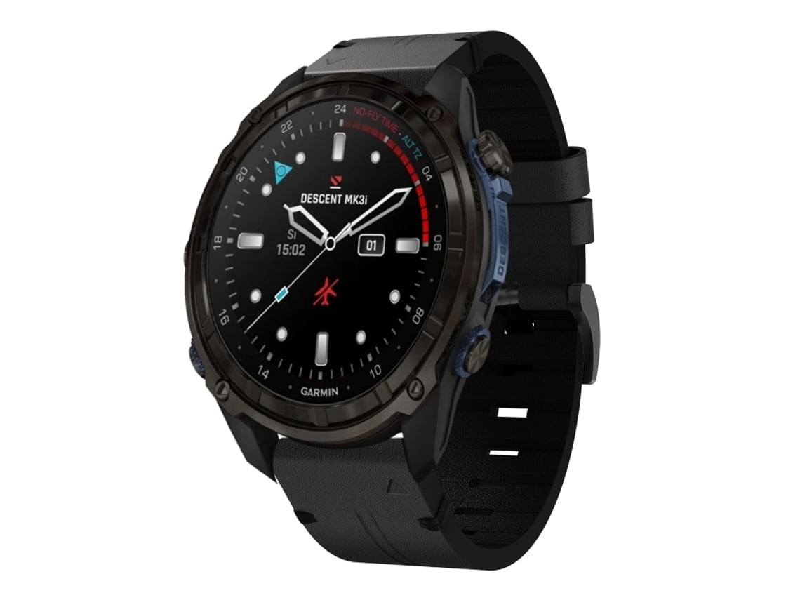 Bracelete Para Garmin Descent Mk3i (51mm) - Couro - Fivela De Aço (26mm) Preto