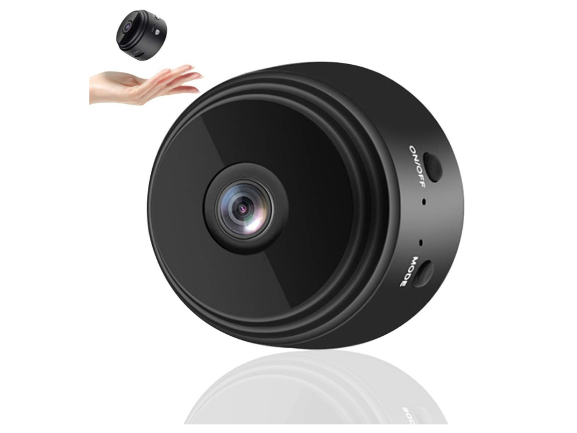 Minicámaras portátiles 1080P HD inalámbricas con visión nocturna y detección de movimiento para seguridad del hogar Yizhood (negras)