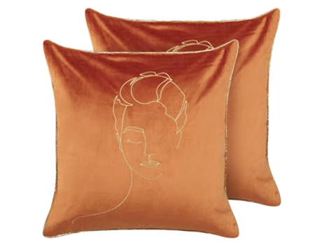 Conjunto de 2 cojines de terciopelo naranja/dorado 45 x 45 cm BELIANI Crocus