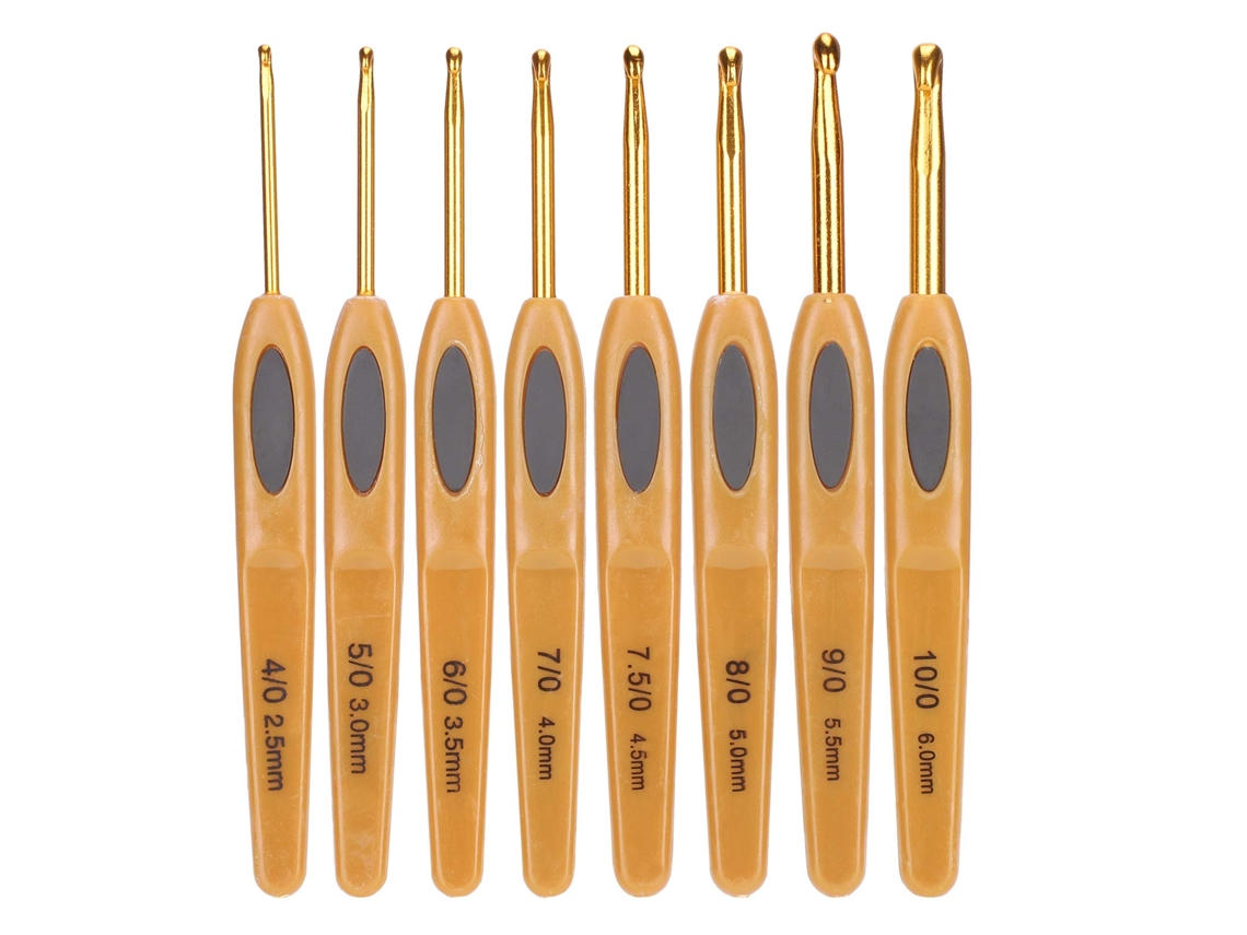 Juego de 8 agujas de ganchillo ergonómicas, herramientas artesanales para tejer hilo DIY para manos artríticas, agujas de ganchillo adicionales