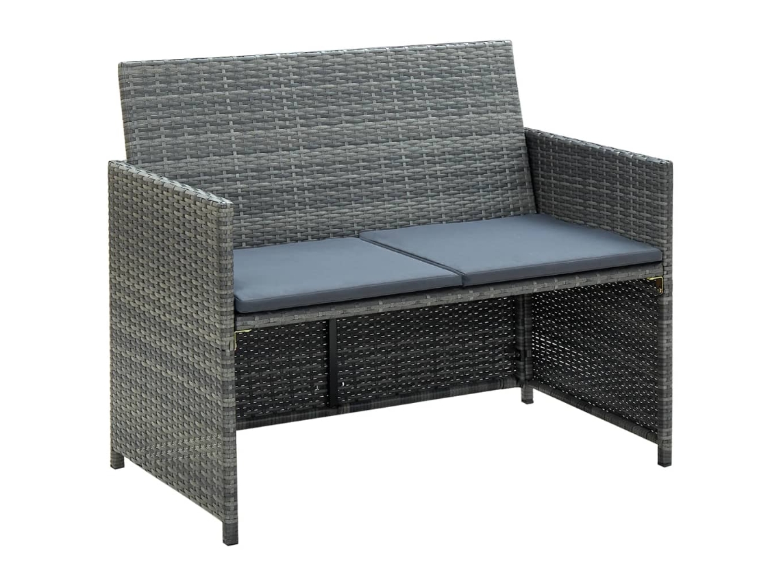 Sofá de jardín de 2 plazas con cojines, mimbre gris, Dkd Home Decor