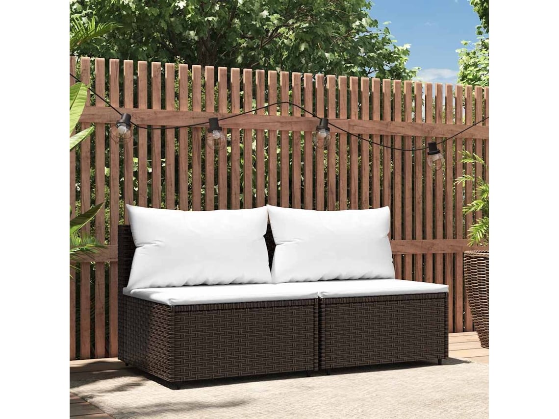 Sofá de jardín de dos piezas con cojines DKD Home Decor, mimbre marrón