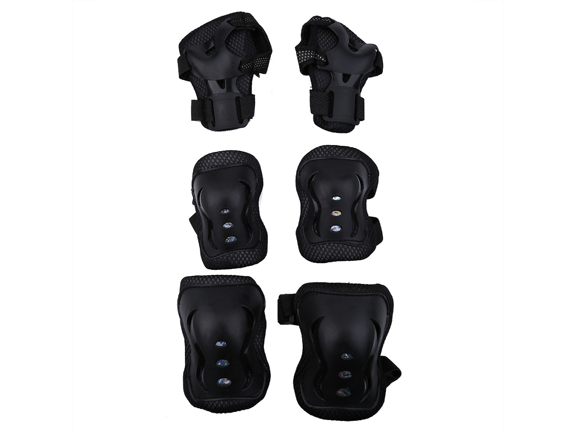 6pcs/set Protecciones Para Rodillas Codos Y Muñecas Para Niños Deportes Al Aire Libre (negro)