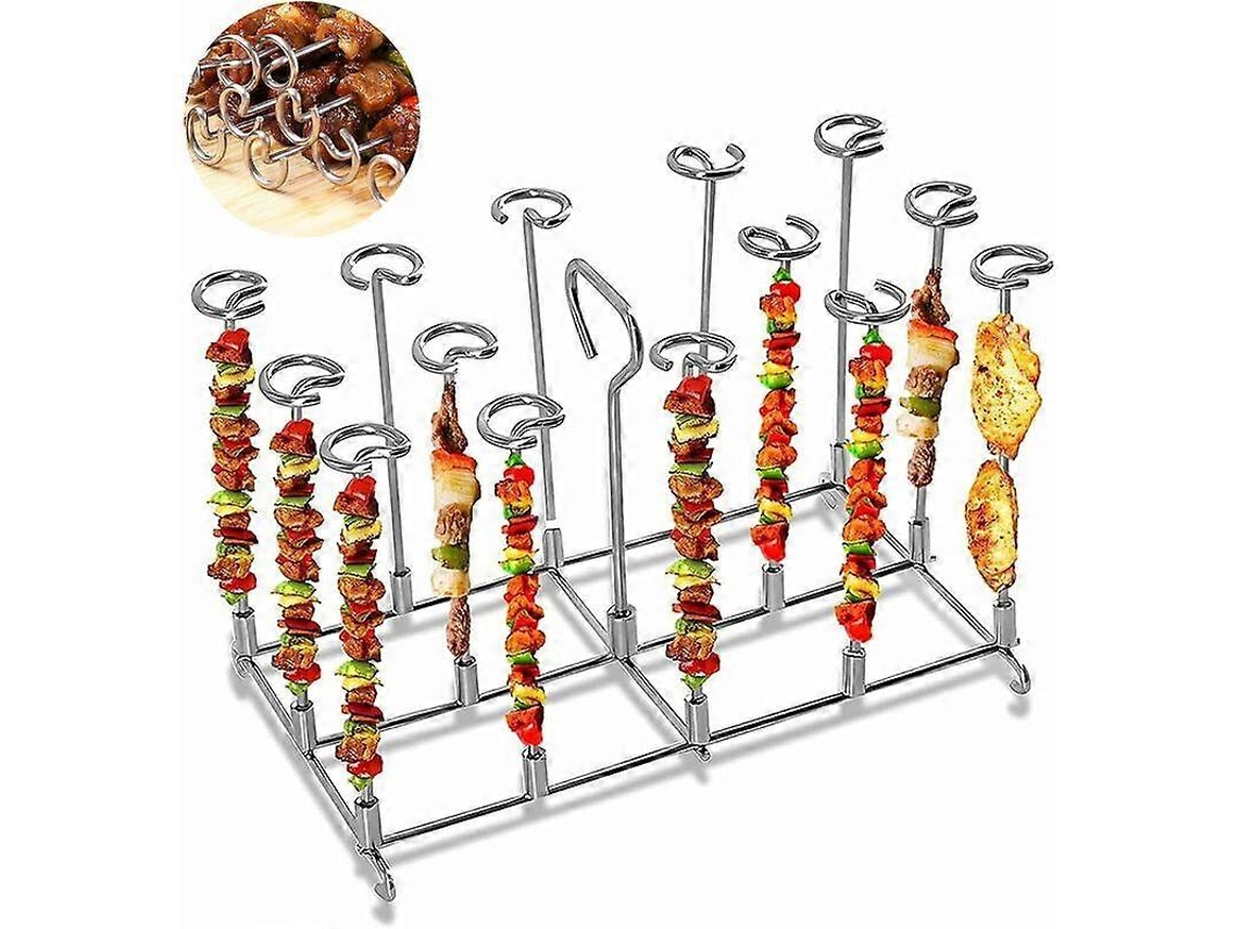 Soporte vertical reutilizable de acero inoxidable para brochetas, compatible con las freidoras de aire Ninja AF300EU y AF400EU. Resistente al calor y apto para lavavajillas.