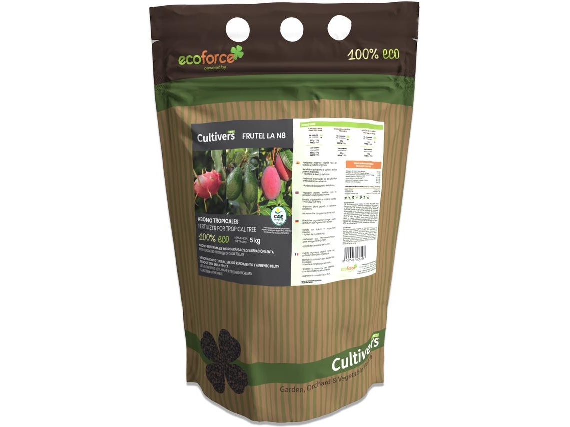 CULTIVERS Abono árboles Tropicales Ecológico 5 kg Fertilizante para Aguacate, Mango, Litchi, Pitahaya, Papaya y Guayaba. 100% Natural