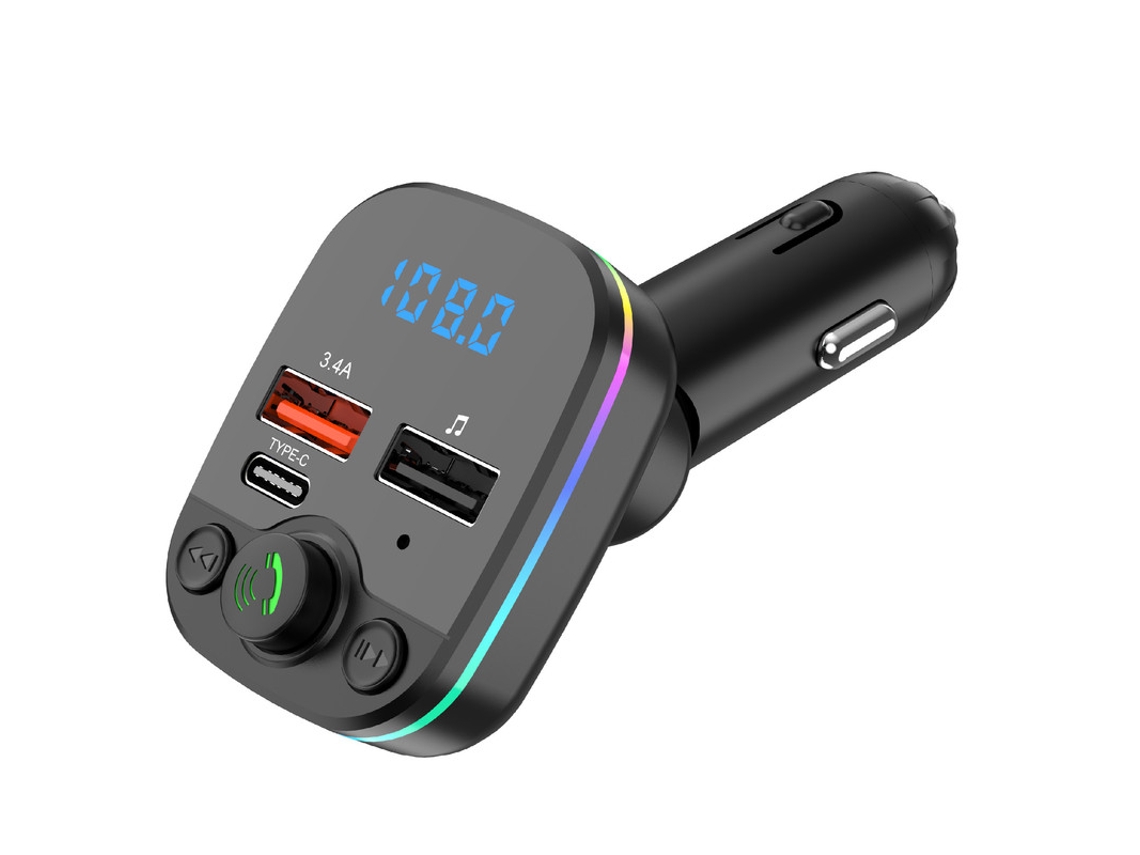 Transmisor de FM YIZHOOD C6pro Rocker 3.1A Dual USB Port Manos Libres Inalámbrico Aux Audio Radio negro