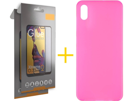 Kit Funda + 2 Protectores de Pantalla Huawei Y5 2019 SKYHE Liso Rosa