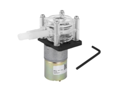 Bomba peristáltica autocebante, cuerpo de acero inoxidable, cabezal de policarbonato transparente, motor de 12 V CC, anticorrosión, dosificadora.