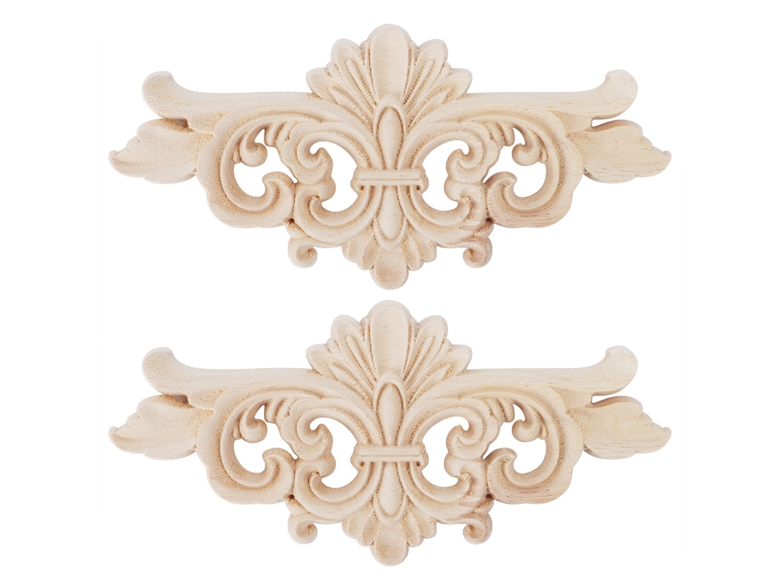Elegantes apliques de madera tallada, decoración de estilo europeo sin pintar para el hogar y el hotel, exquisito diseño floral, clásico y elegante P