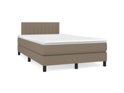 Cama Box Spring Con Colchón Tela Gris Taupe 120x190 Cm