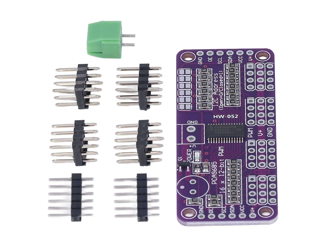 2026velora-16 Módulo controlador de servomotor PWM de 12 bits y 16 canales IIC PCA9685 para proyectos de bricolaje