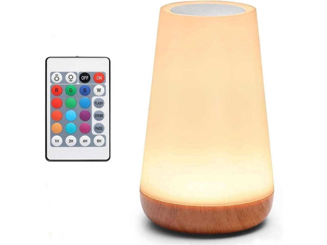 Lámpara de noche LED con control táctil y remoto, 13 colores cambiantes, 5 niveles de brillo ajustables (blanco)