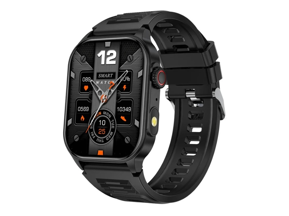 Reloj inteligente con llamadas Bluetooth, linterna y seguimiento de deportes al aire libre, negro Bestvite