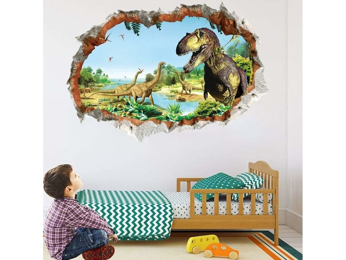 Adhesivo de pared de dinosaurio, grande, para habitación infantil Kofihety