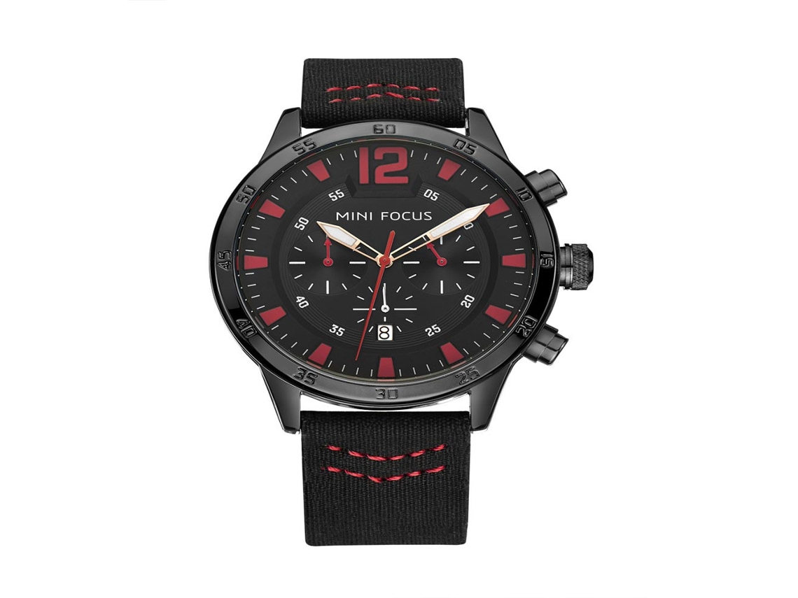 Reloj Hombre De Aleación Analógico De Cuarzo Con Dial Redondo Fashion Mini Focus (negro Rojo)