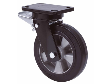 Rueda giratora placa freno 10hlbfd250e-deb aluminio-goma negra elastica bolas ALEX