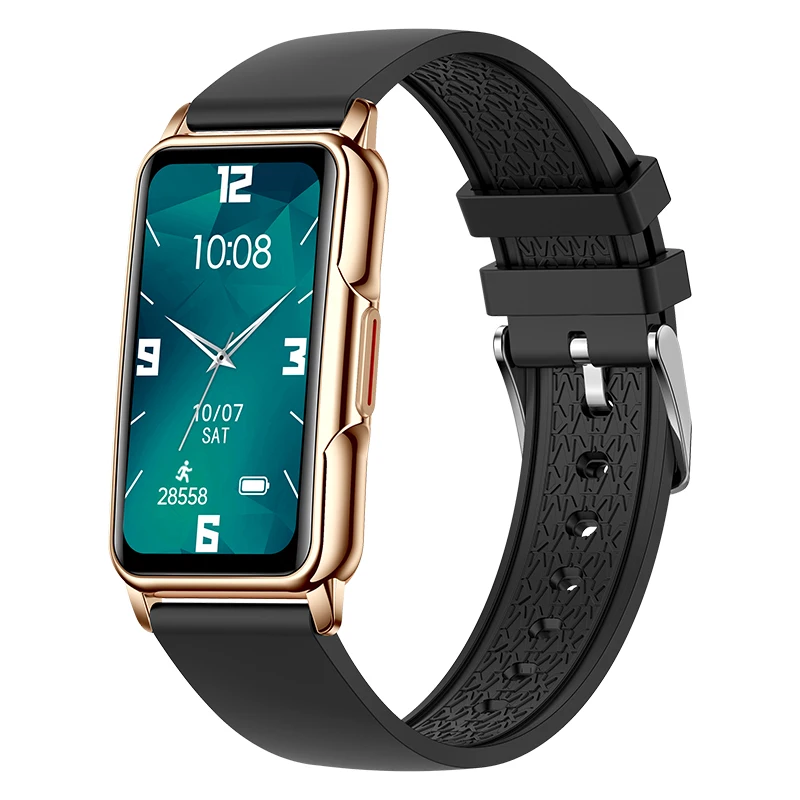 Reloj inteligente con pantalla táctil de 1,47 pulgadas y sistema de monitorización de la salud MDUG (correa de silicona negra).