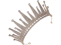 Corona De Mariage En Métal Dorado Strass Blancos, Accessoire Coiffure Pour Mariée Y Fête