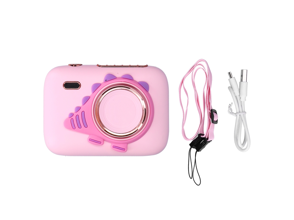 Ventilador de cuello USB portátil rosa con minicámara