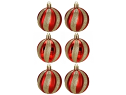 Bolas rojas para árbol de Navidad, juego de 6 piezas. 7 cm, brillantes, incluyen cuerdas.