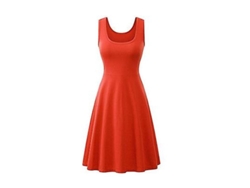 2026-vestido De Verano Mujer Sexy Sin Mangas Cuello Cuadrado Solido A-line Cintura Alta Casual Rojo Talla 18-35