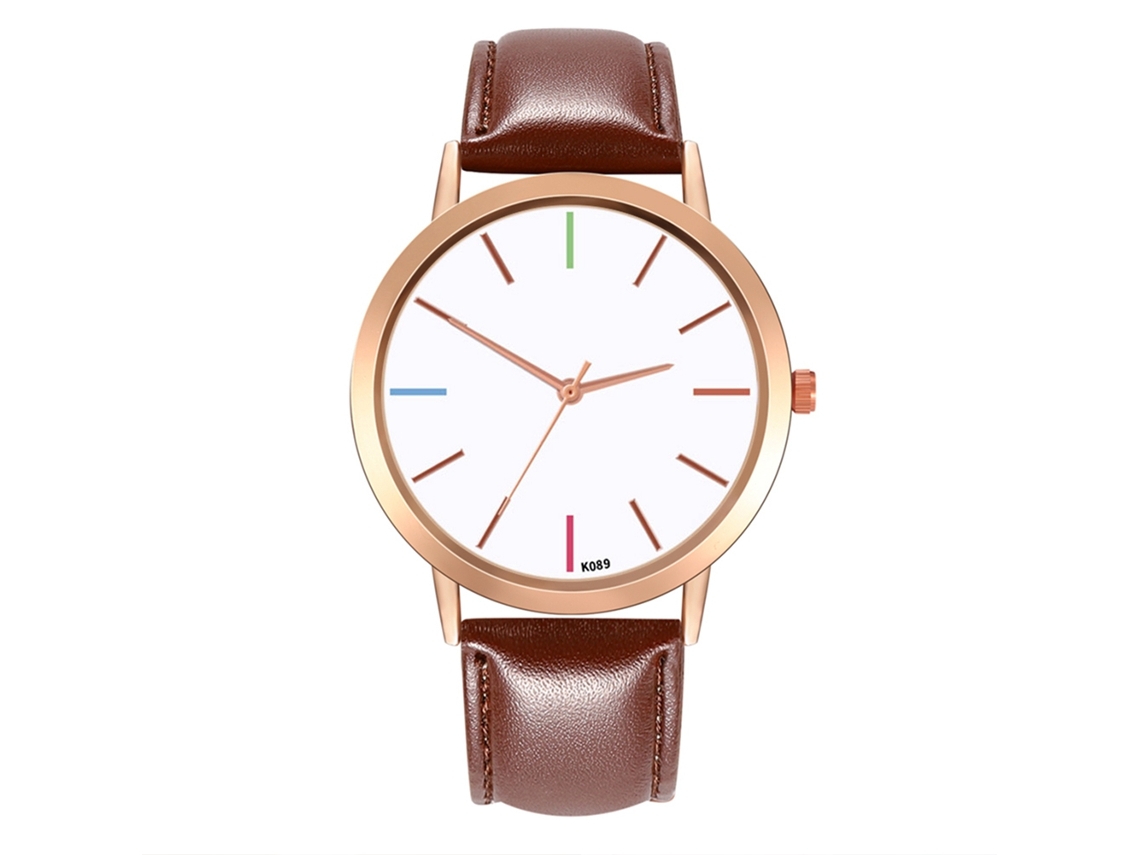 Reloj De Pulsera Sencillo De Moda Para Mujer Zhoulianfa, De Cuero Sintético, Estilo Casual, Cuarzo, Color Café Oscuro.