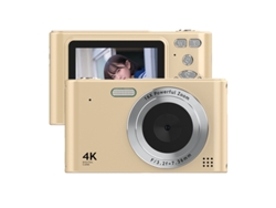 Cámara digital portátil 4K de alta resolución con zoom de 16x y luz de relleno Cuich (dorada)