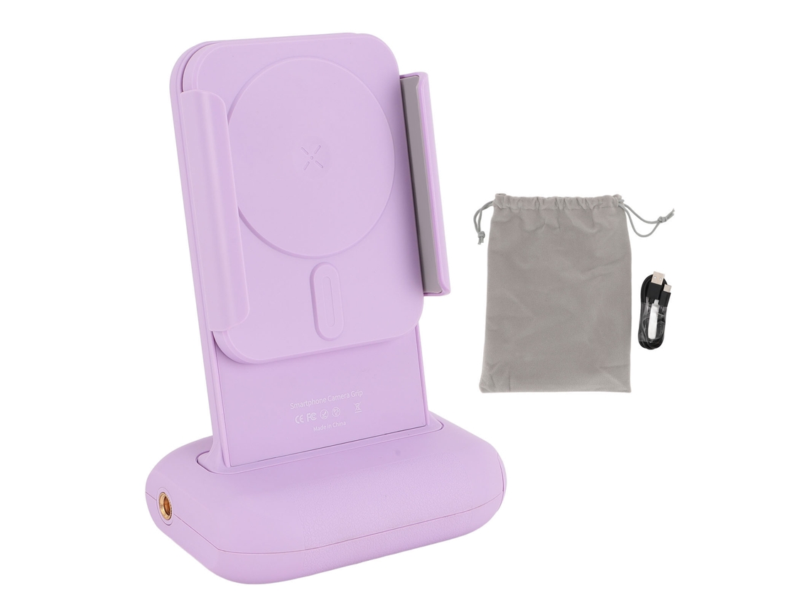 Suporte De Câmera Para Celular Com Grip E Controle Remoto Bluetooth, Pinça Rotatória Expandível Roxo