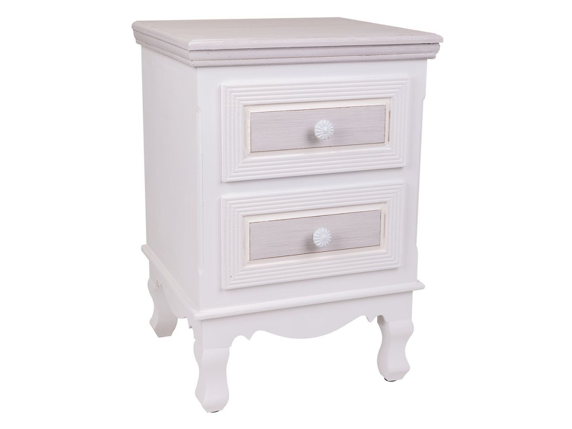 Mesita de Noche WANDERLUST DECO (Madera - Blanco - 37 x 33,5 x 53 cm)