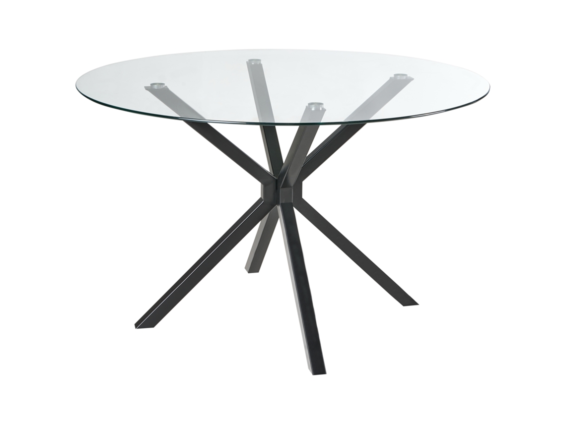 Mesa de comedor Beliani Meston en vidrio de seguridad negro, 120 x 120 x 75 cm (templado)