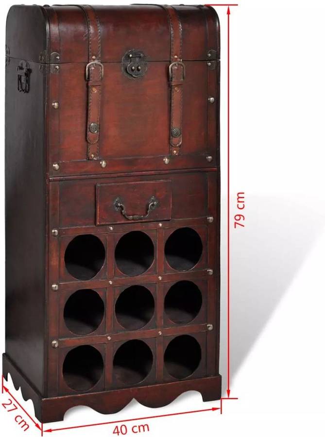 Vidaxl Botellero En forma de madera 9 estante vinoteca bodega cofre para con