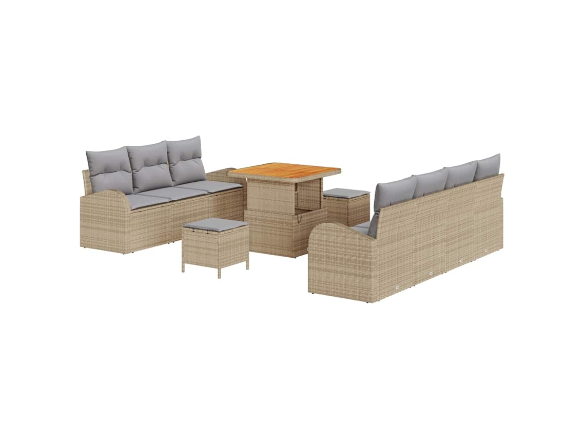 Maison Exclusive - Conjunto De Sofá De Jardín Con Cojín 10 Pcs Beige Y Gris Claro