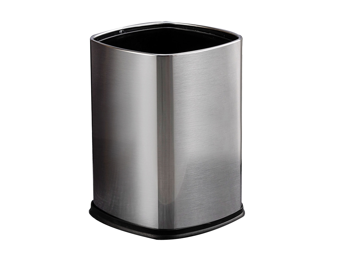 Cubo de basura rectangular de acero inoxidable de 12 l sin tapa para sala de estar, cocina y oficina.