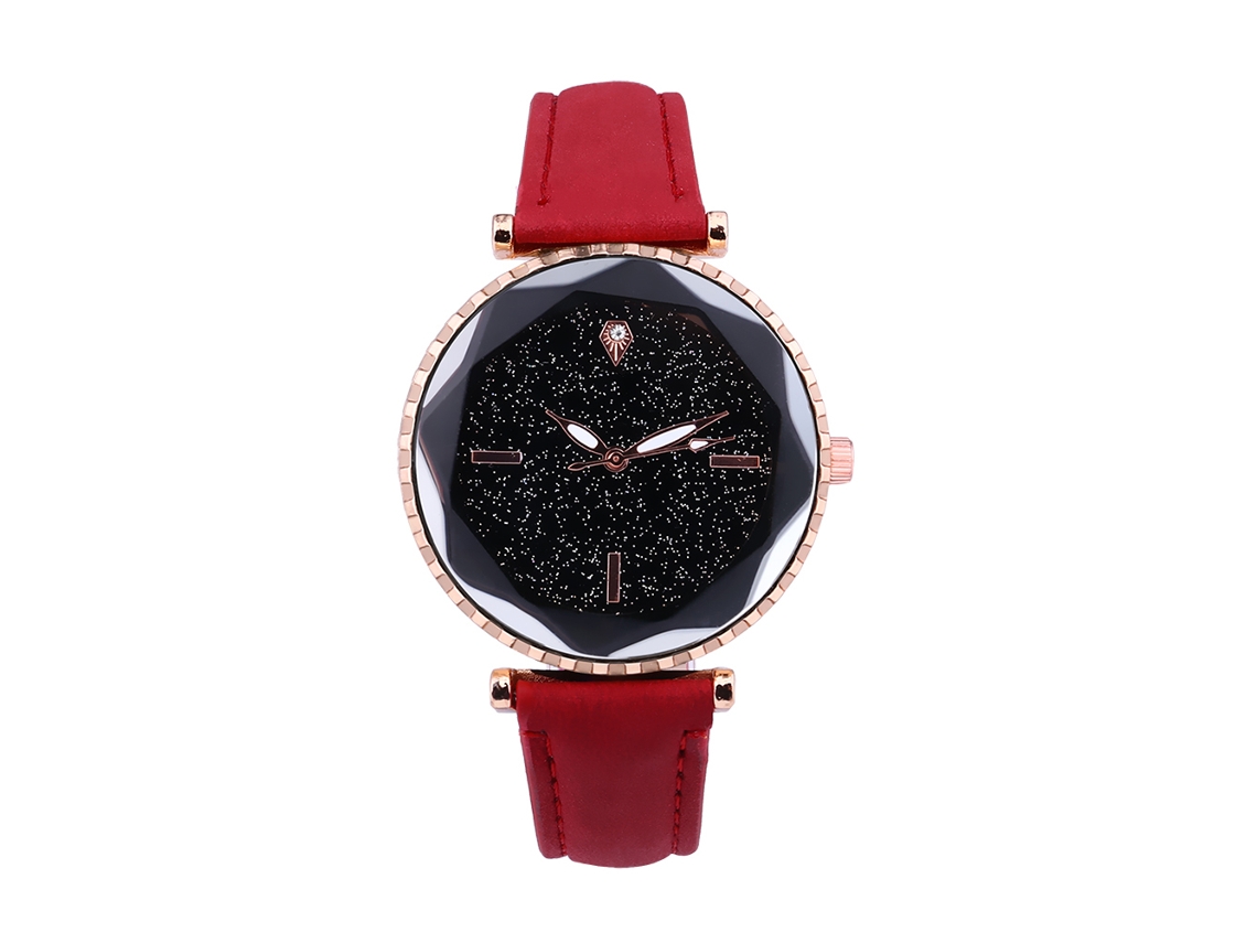 Reloj De Cuarzo Unisex Con Dial Redondo Elegante Casual Para Hombre Y Mujer Rojo
