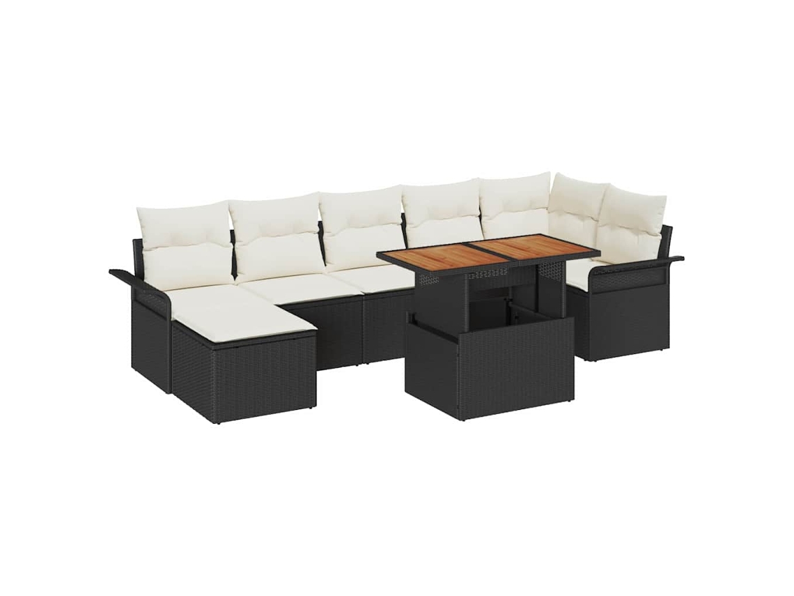 Maison Exclusive - Conjunto De Sofá De Jardín 8 Pcs Negro Poliratán