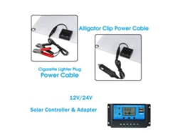 Kit De Panel Solar Monocristalino De 18 V Y 25 W Con Controlador Pwm De 12/24 V Y 100 A Y Cargador Usb Dual Impermeable Para Vehículos Recreativos Marinos.
