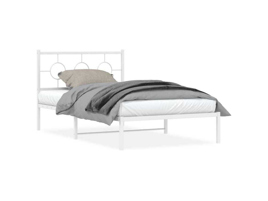 Maison Exclusive - Estructura Cama Sin Colchón Con Cabecero Metal Blanco 107x203cm