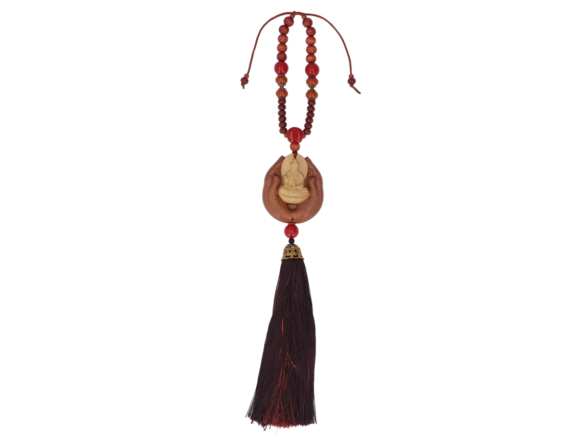 Colgante Budista Para Coche, Madera De Durazno, Escultura Exquisita, Guanyin, Buena Suerte, Riqueza