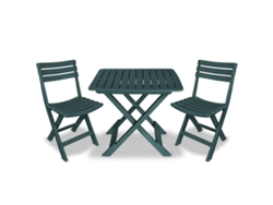 Conjunto Bistro Para Jardim 3 Pcs Plástico Verde Dkd Home Decor
