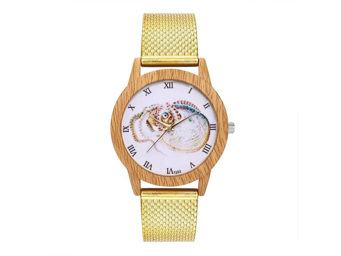 Reloj De Pulsera Unisex De Cuarzo Informal Con Esfera Redonda Y Correa De Silicona Dorada.