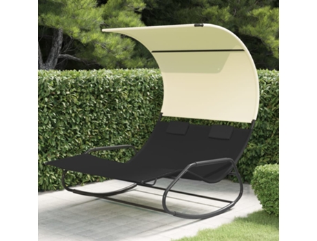 Tumbona doble VIDAXL Negro Tela (175.5x137.5x182.5 cm )
