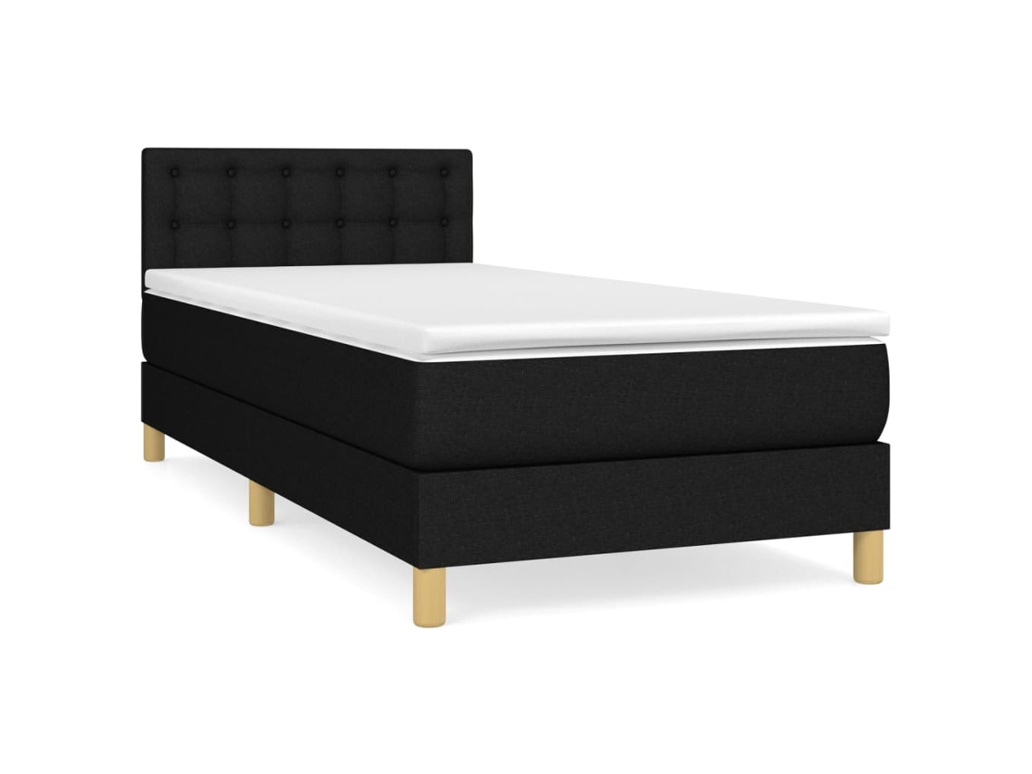 Maison Exclusive - Cama Box Spring Con Colchón Tela Negro 90x200 Cm