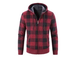 2026-chaqueta De Tejido Grueso De Cuadros Con Capucha Para Hombres Mystdiy Manga Larga Talla Suelta Invierno