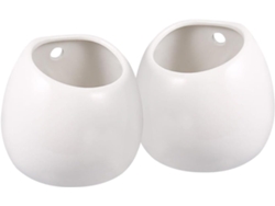 Macetas Colgantes De Cerámica Blanca Inoomp Para Exhibir Plantas, 2 Piezas, Para Suculentas, Diseño Minimalista,